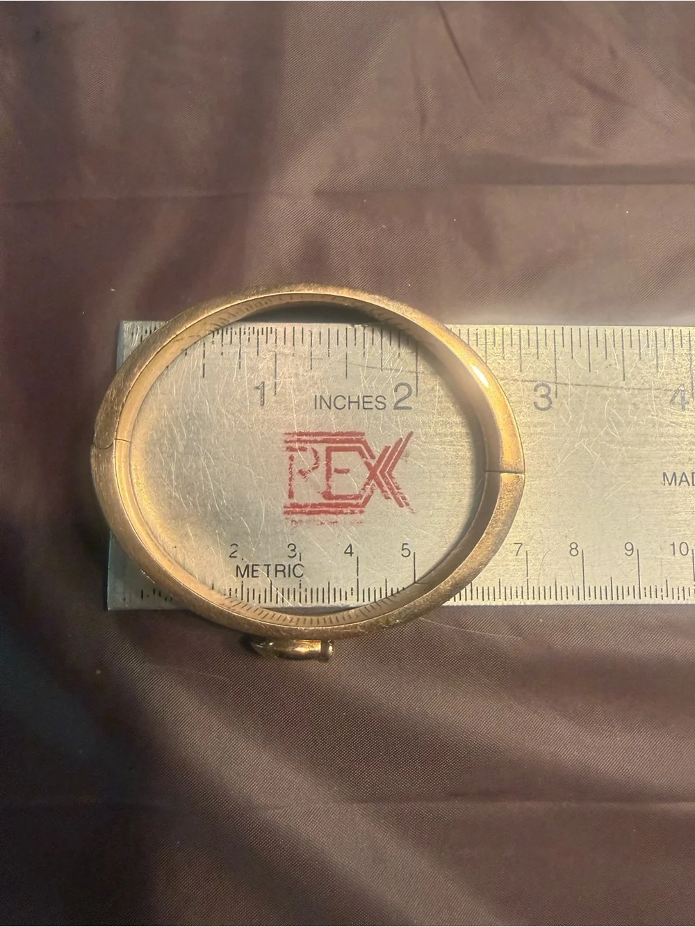 COACH Women's C Logo Hinged Bangle Bracelet Gold St Steel & Purple Enamel